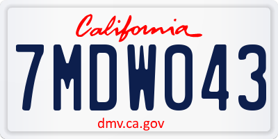 CA license plate 7MDW043