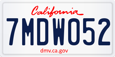 CA license plate 7MDW052