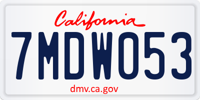 CA license plate 7MDW053