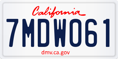 CA license plate 7MDW061