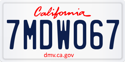 CA license plate 7MDW067