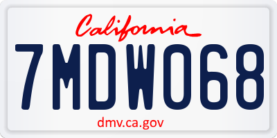 CA license plate 7MDW068