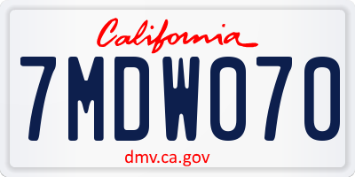 CA license plate 7MDW070