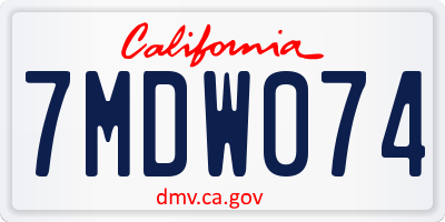 CA license plate 7MDW074
