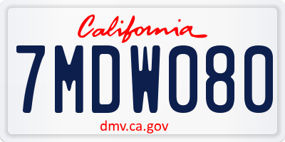 CA license plate 7MDW080