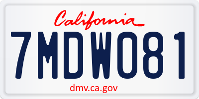 CA license plate 7MDW081