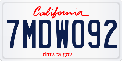 CA license plate 7MDW092