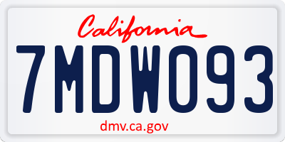 CA license plate 7MDW093