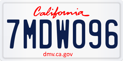 CA license plate 7MDW096