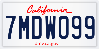 CA license plate 7MDW099
