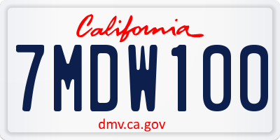 CA license plate 7MDW100