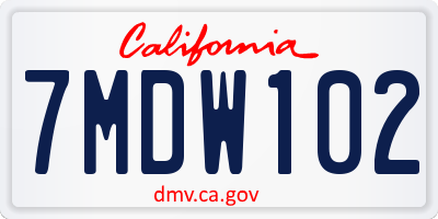 CA license plate 7MDW102