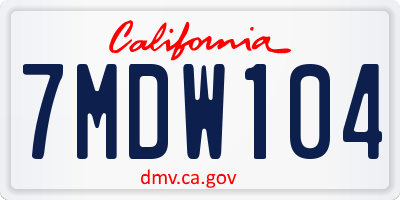 CA license plate 7MDW104