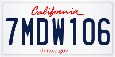 CA license plate 7MDW106