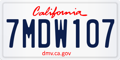 CA license plate 7MDW107