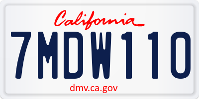 CA license plate 7MDW110