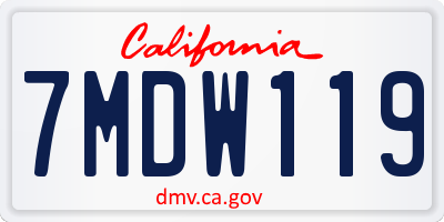 CA license plate 7MDW119