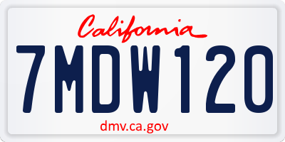 CA license plate 7MDW120