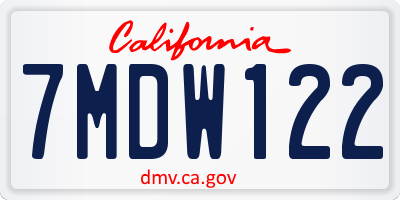 CA license plate 7MDW122