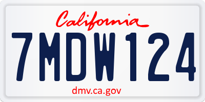 CA license plate 7MDW124