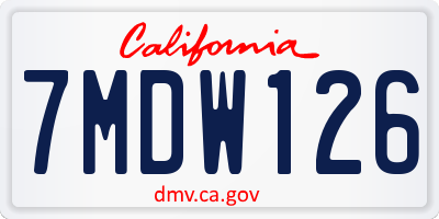 CA license plate 7MDW126