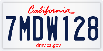 CA license plate 7MDW128