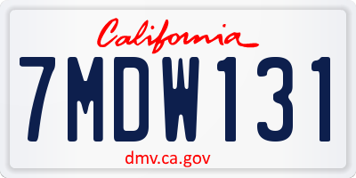 CA license plate 7MDW131