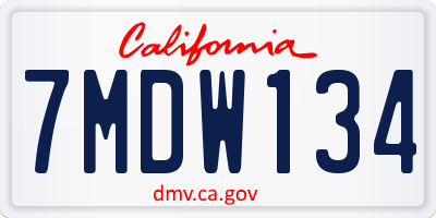 CA license plate 7MDW134