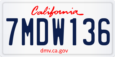 CA license plate 7MDW136