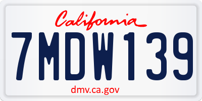 CA license plate 7MDW139