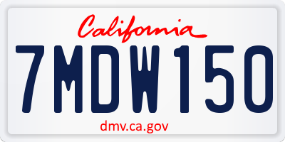 CA license plate 7MDW150