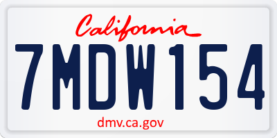 CA license plate 7MDW154
