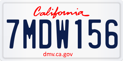 CA license plate 7MDW156