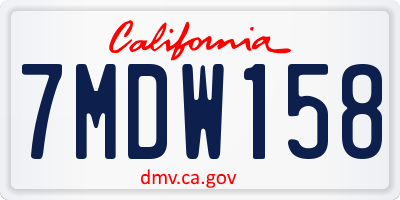 CA license plate 7MDW158