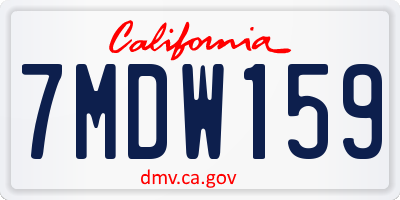 CA license plate 7MDW159