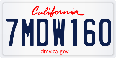 CA license plate 7MDW160
