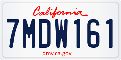 CA license plate 7MDW161