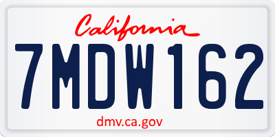 CA license plate 7MDW162