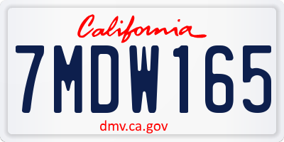 CA license plate 7MDW165