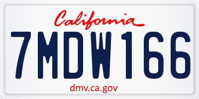 CA license plate 7MDW166