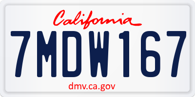 CA license plate 7MDW167
