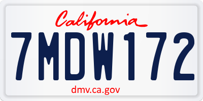 CA license plate 7MDW172