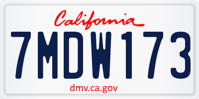 CA license plate 7MDW173