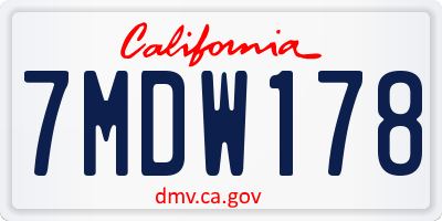 CA license plate 7MDW178