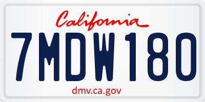 CA license plate 7MDW180