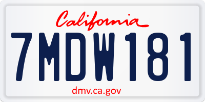 CA license plate 7MDW181