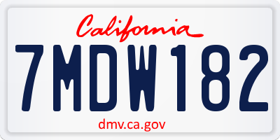 CA license plate 7MDW182