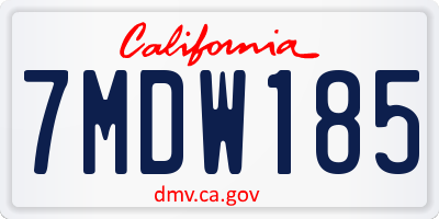 CA license plate 7MDW185