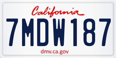 CA license plate 7MDW187