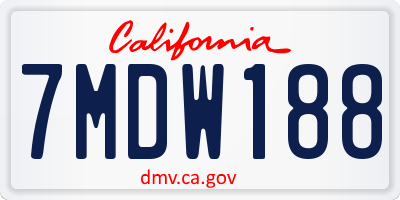 CA license plate 7MDW188